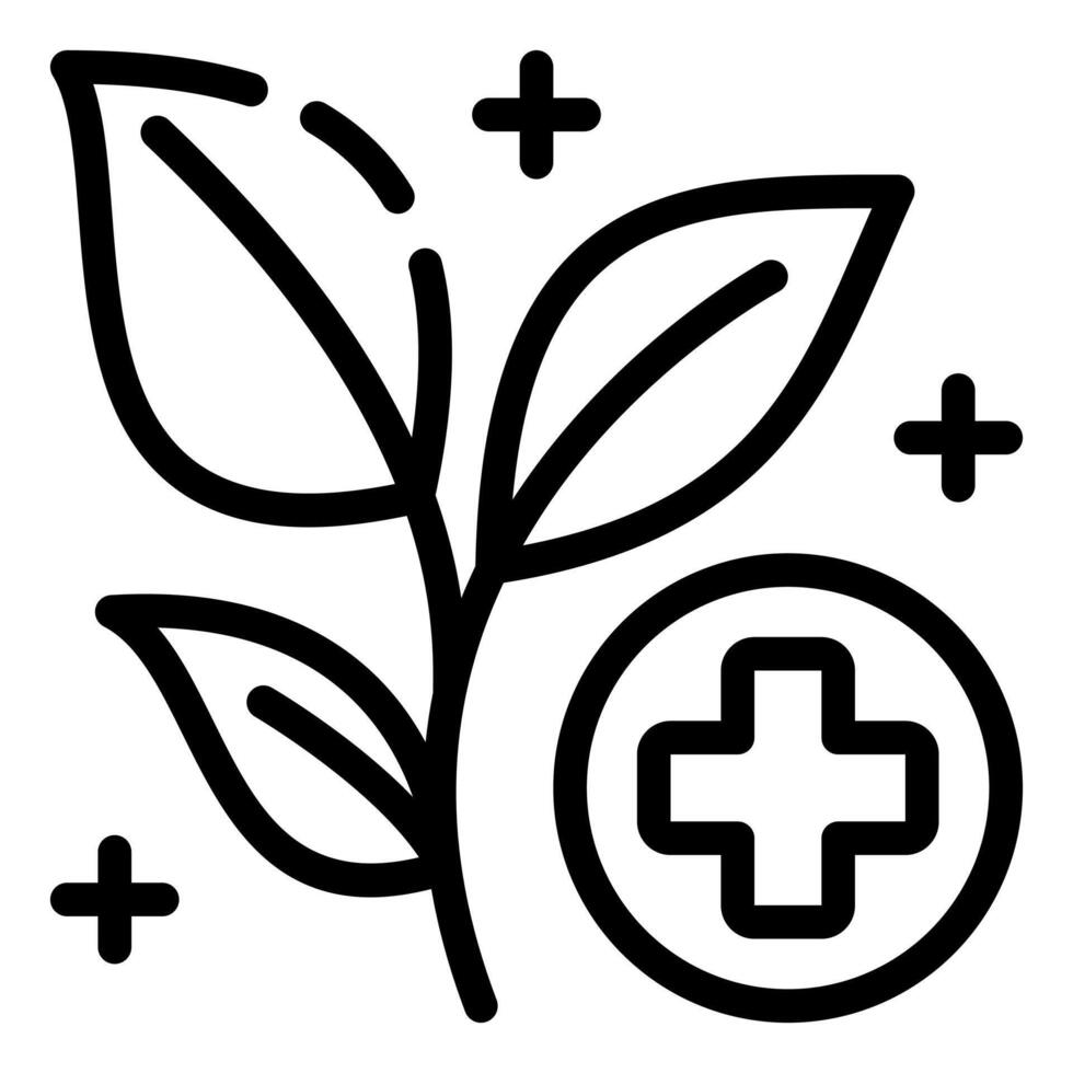 A black and white illustration of a plant and a cross vector