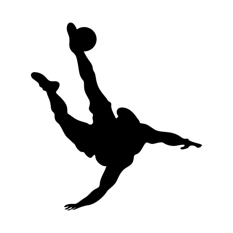 Collection of black silhouettes of soccer players. Shadows of the footballers on a white background. vector