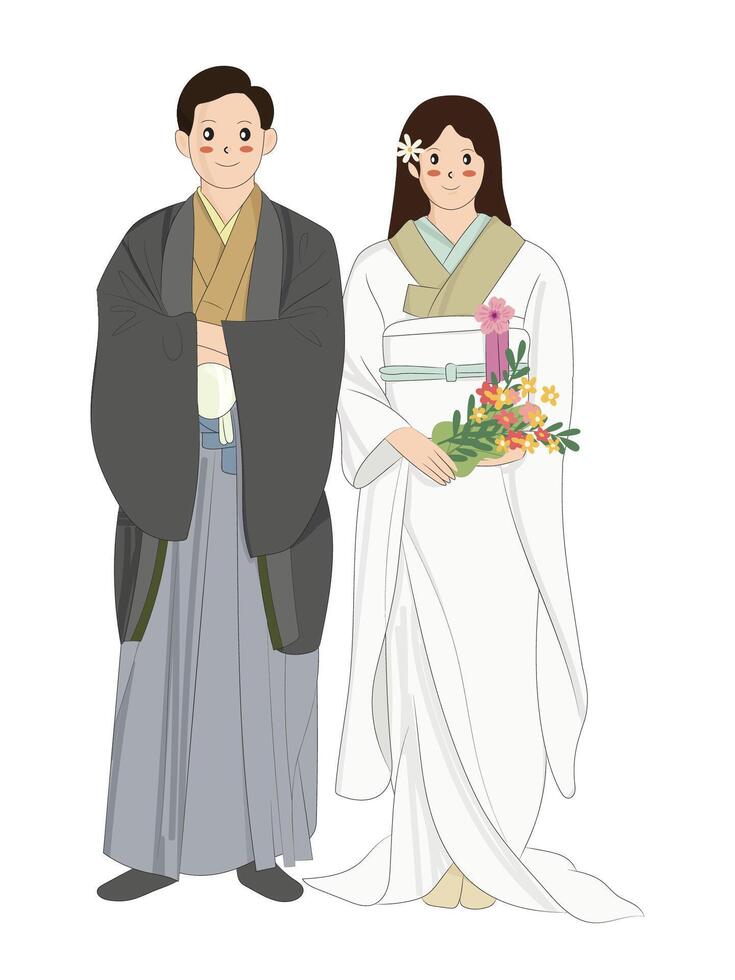 Cute Chibi The Wedding Bride and Groom vector