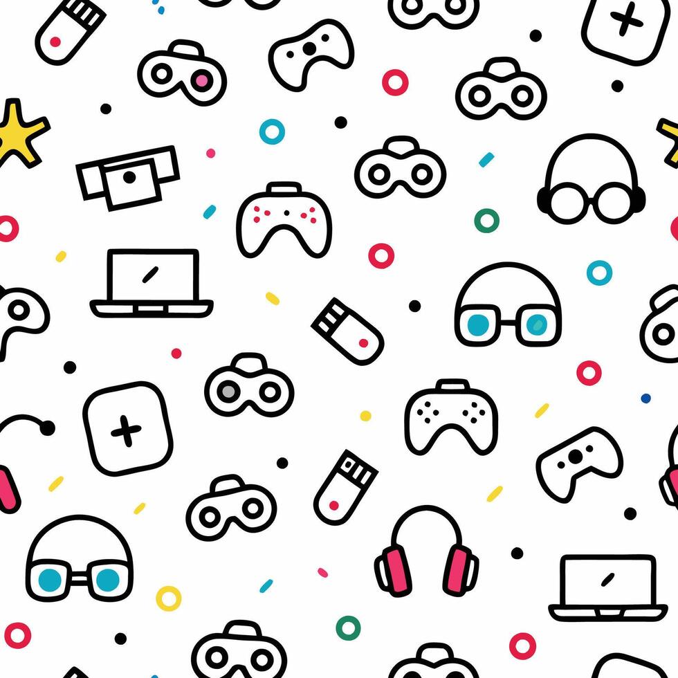 a seamless pattern with various gaming vector