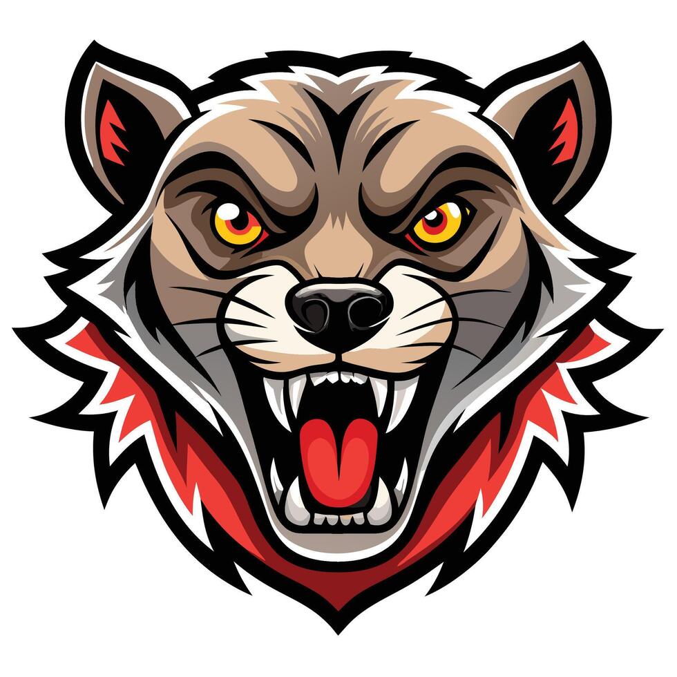 the head of a wolf bear with its mouth open vector