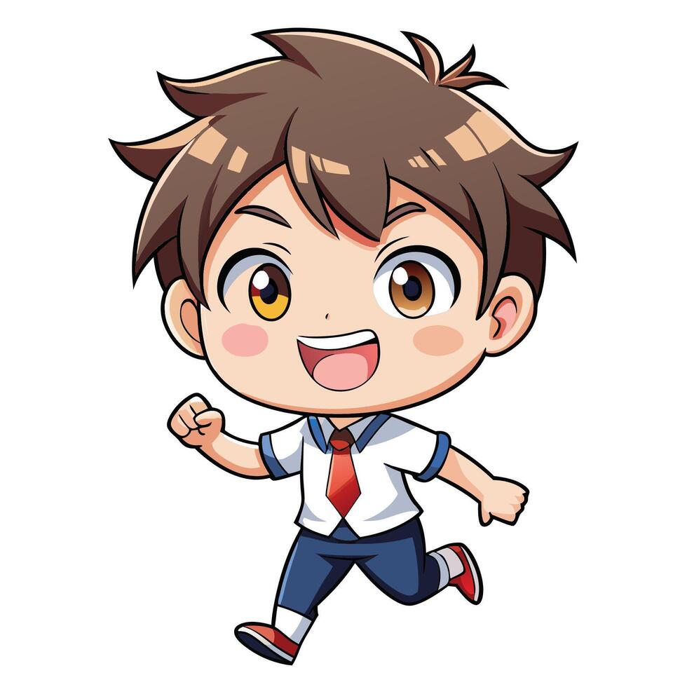 boy running with a smile on his face vector