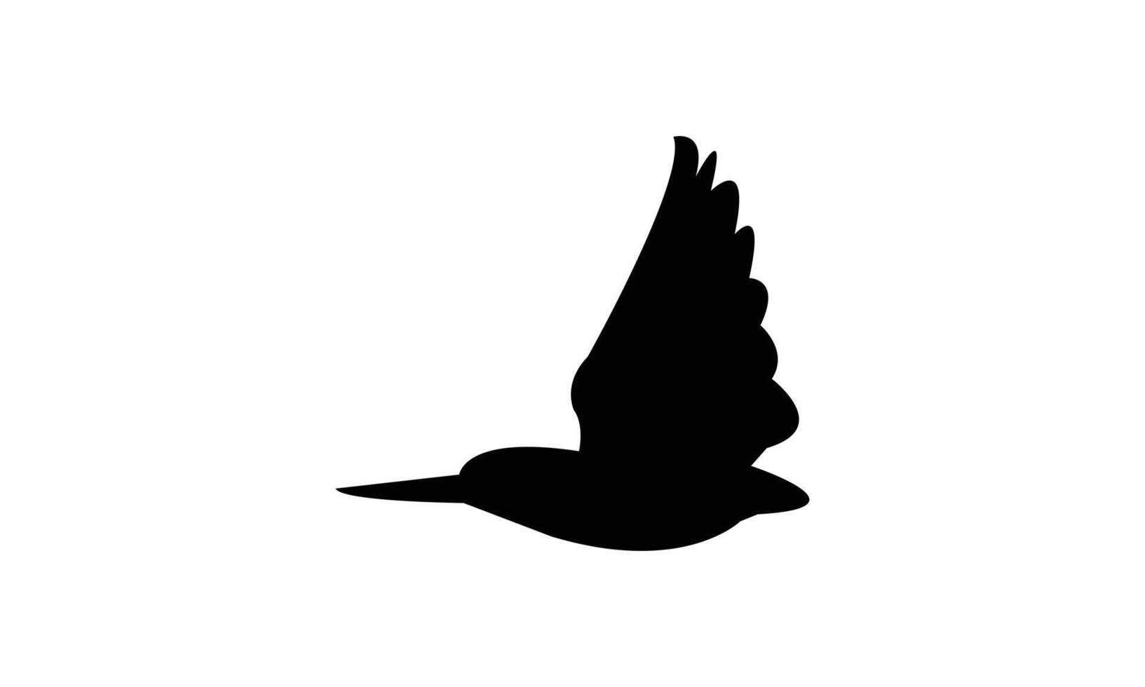 Flying African dwarf kingfisher bird black Silhouette Design vector