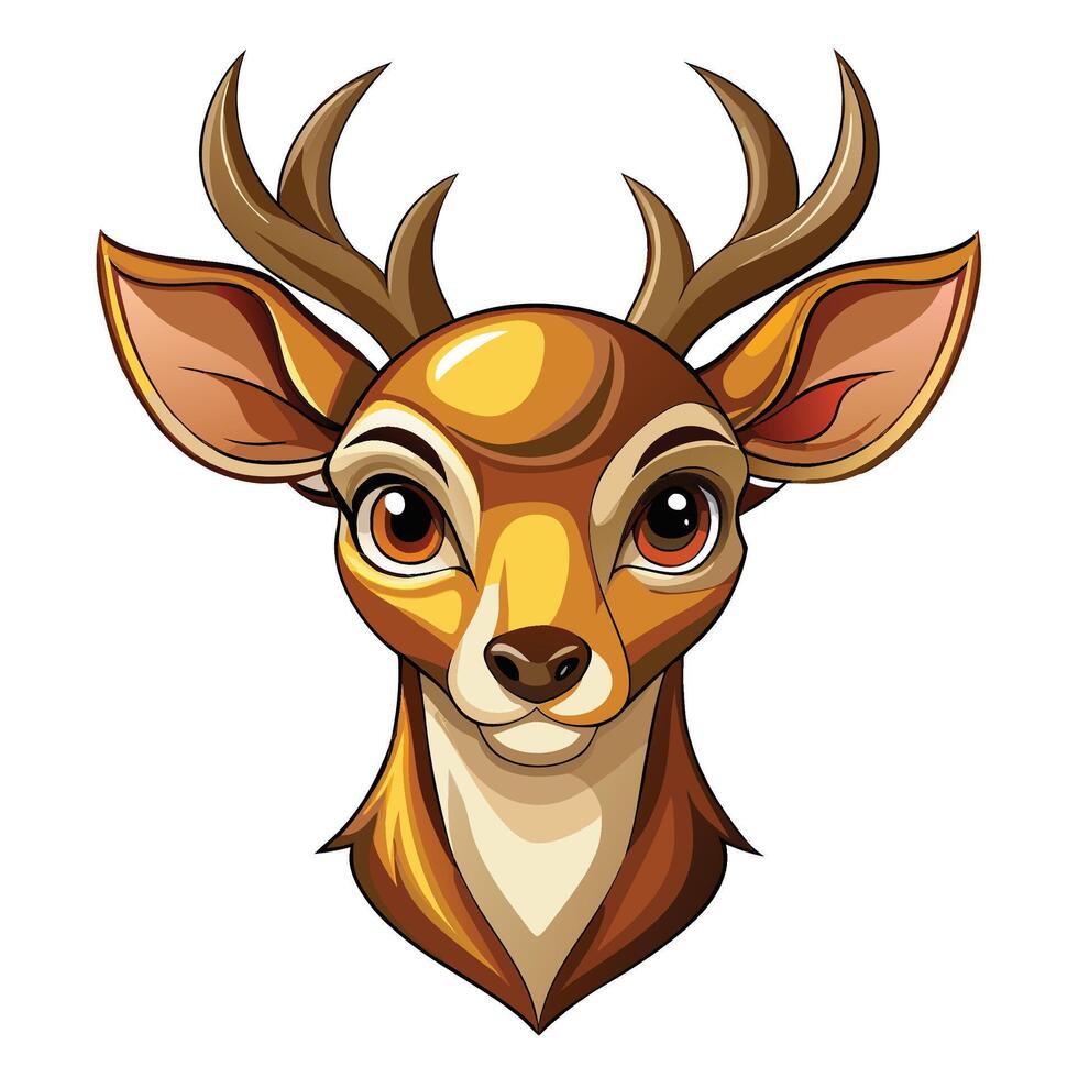 deer head with big horns white background vector
