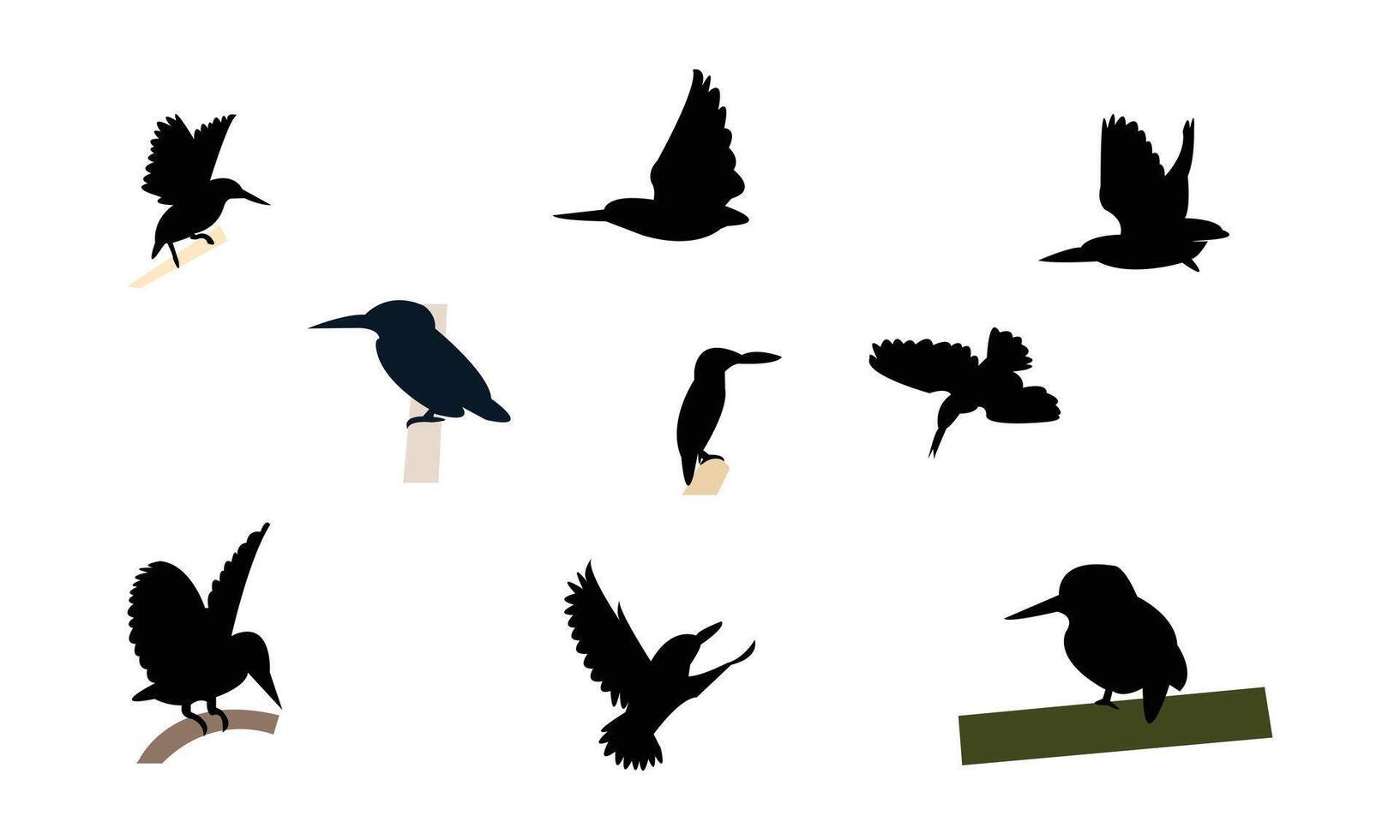 African dwarf kingfisher bird Silhouette Collection vector