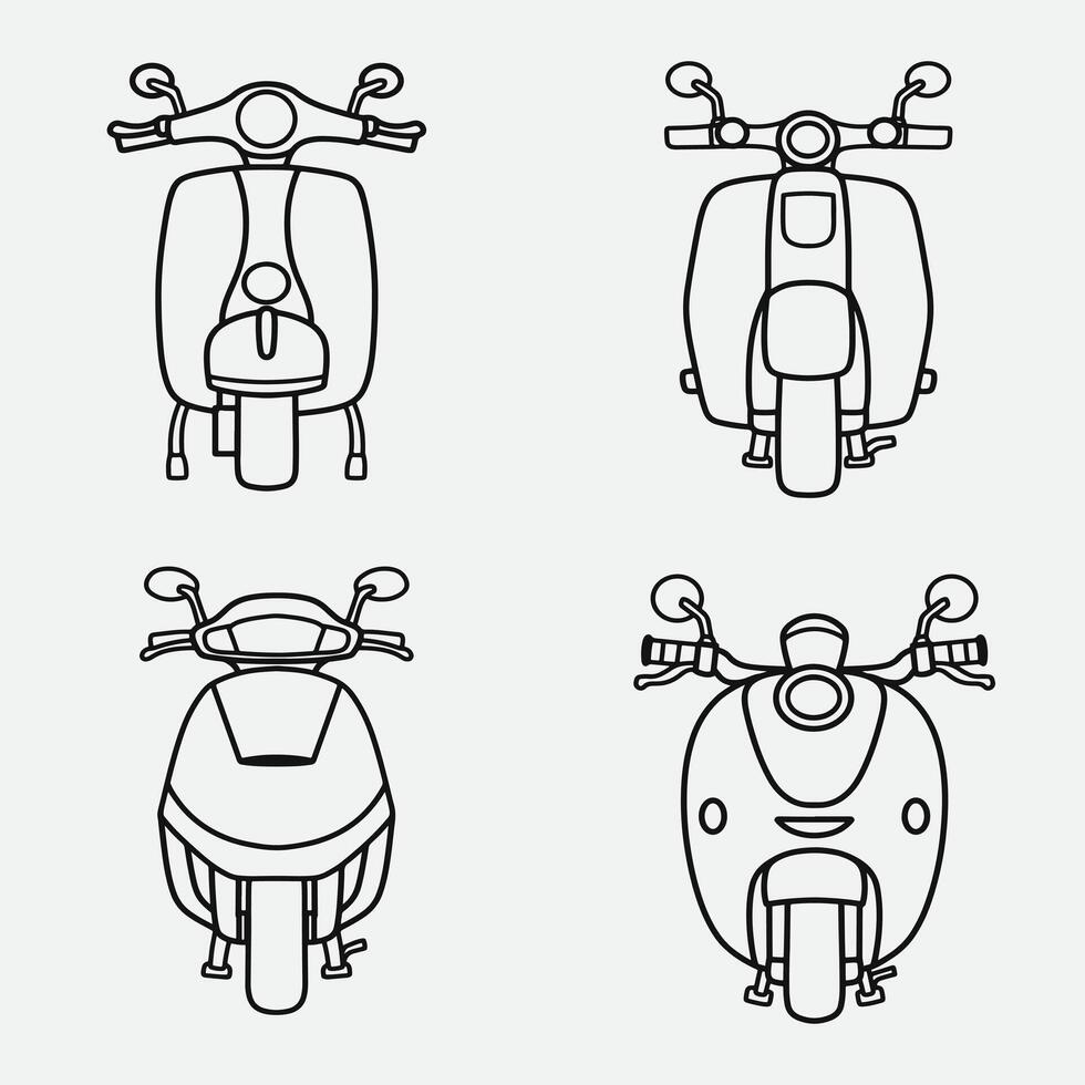 set of motorcycle with outline style, good for icon, symbol, coloring page, coloring book, element design, etc vector