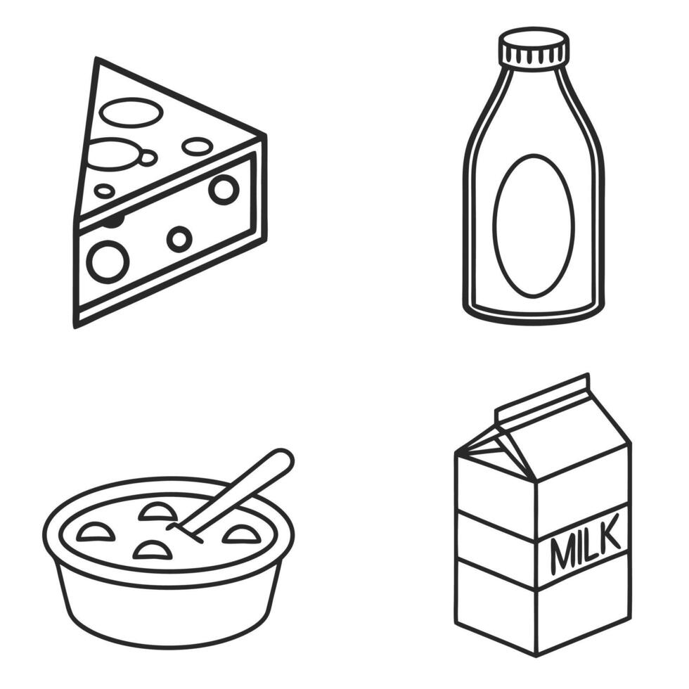 Minimalist Dairy and Milk Icons Set vector