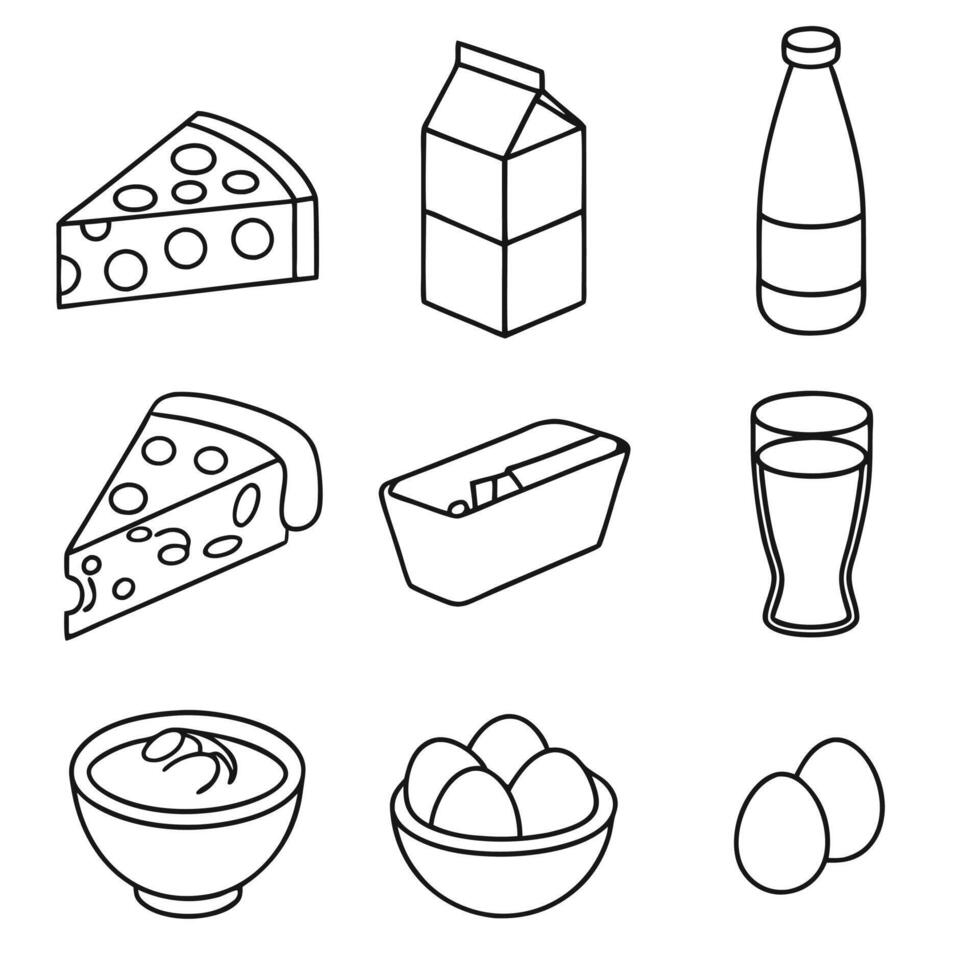 Editable Stroke Dairy Product Icons vector