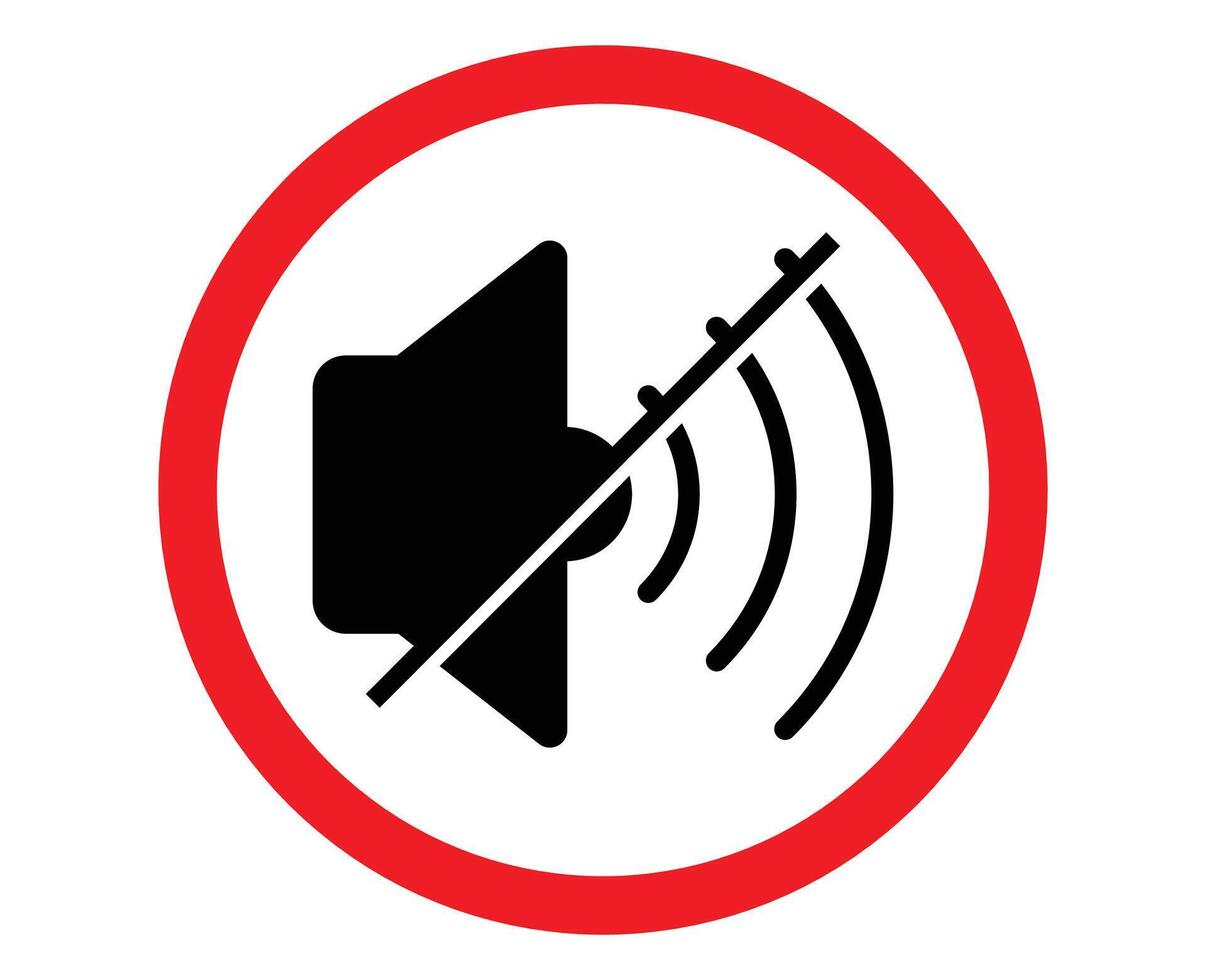 No sound sign indicating silence zone or no sound area sign and mute. mute sign. volume off vector