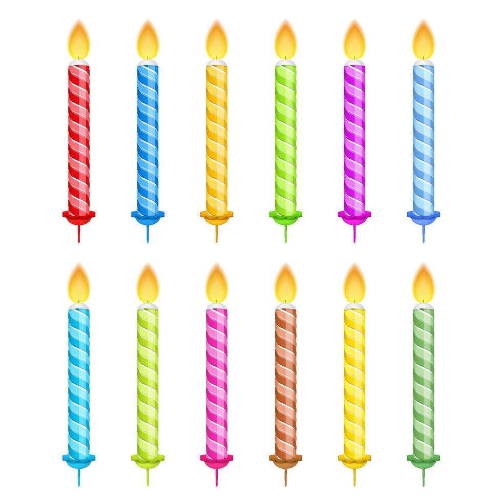 Set of striped birthday candles isolated on white background vector