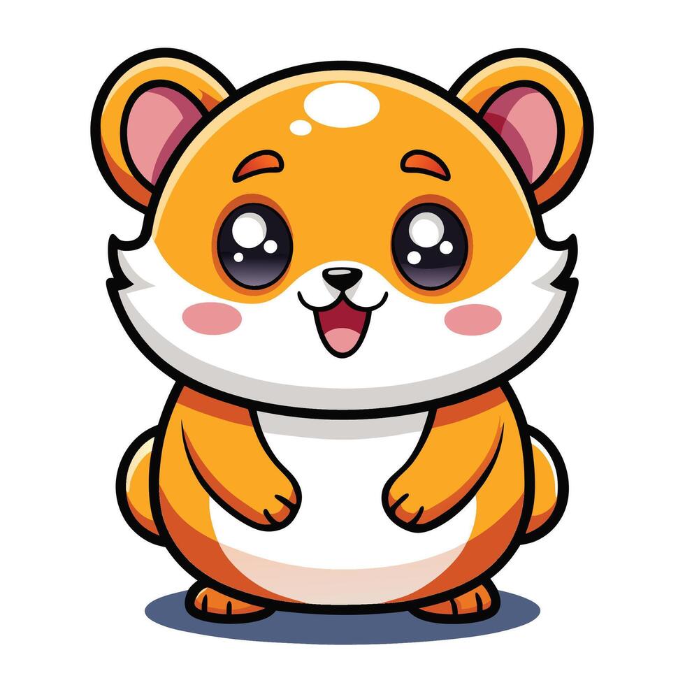 a cartoon hamster with big eyes and a smile white background , vector