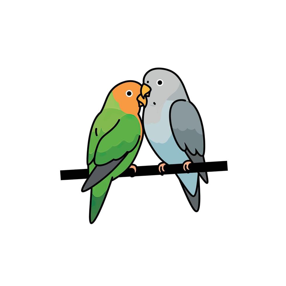 Lovebirds on a branch illustration vector