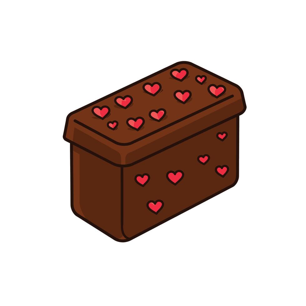 A chocolate box with hearts on it vector