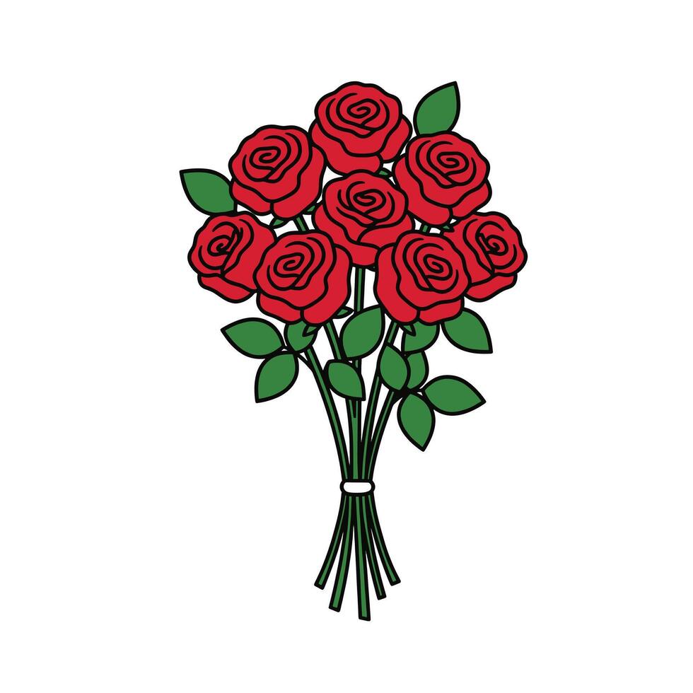 A bouquet of red roses is shown on a white background vector