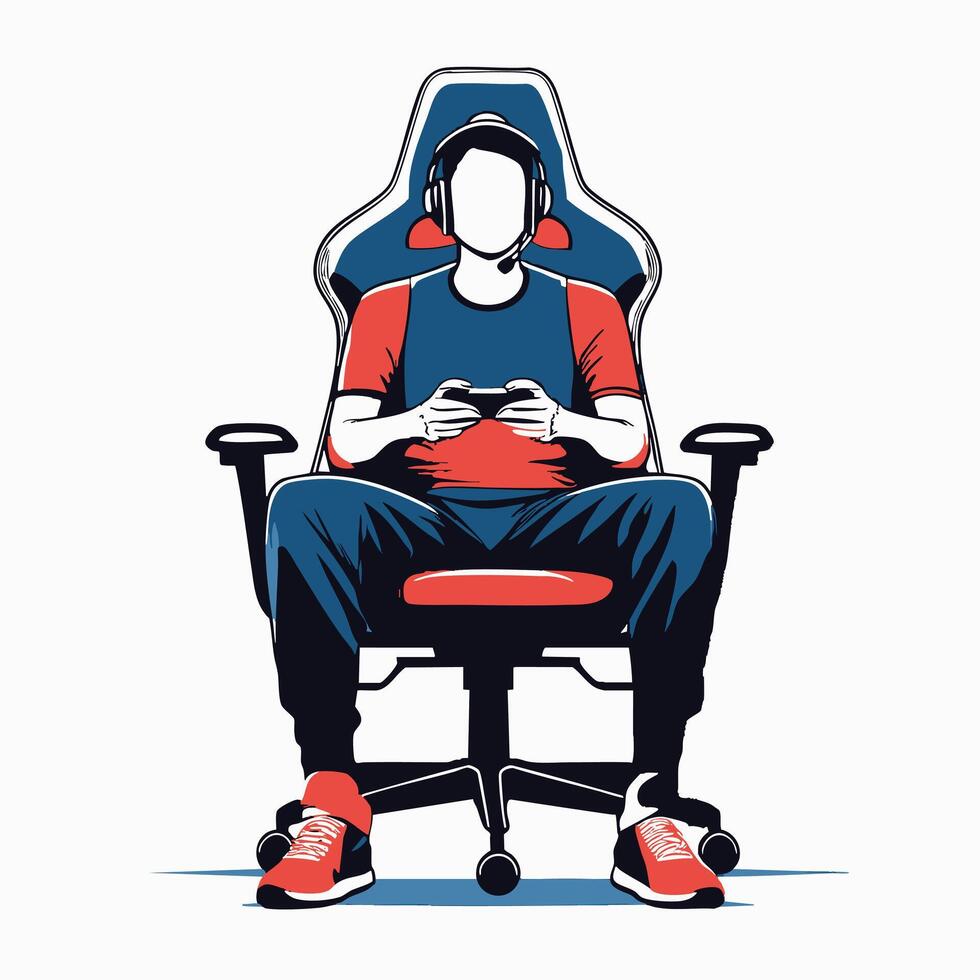 Gaming Chair with Player Silhouette vector