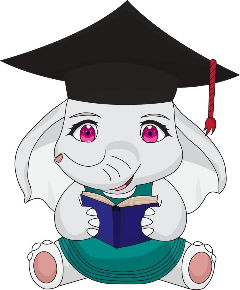 Baby Elephant Girl In Graduation Hat Mascot vector