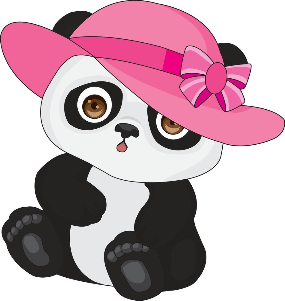 Cute Panda Baby Girl Chibi Character Mascot vector