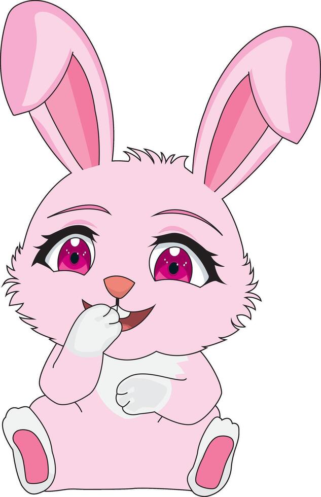 Funny Rabbit Pink Bunny Character Mascot vector