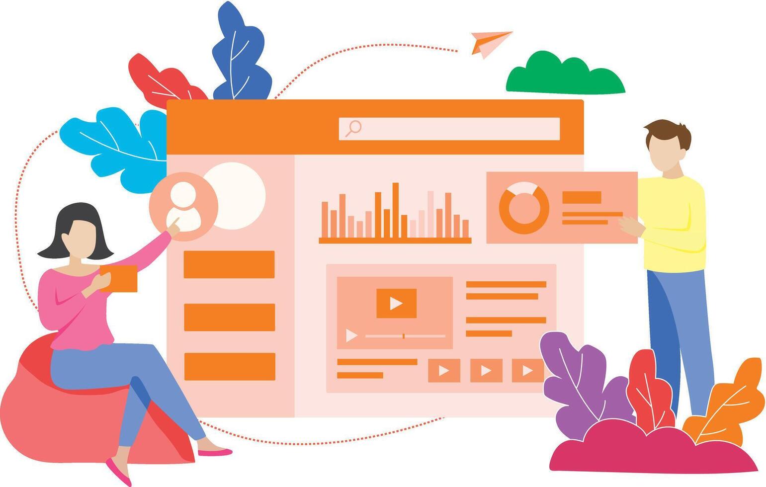 Search Engine Optimization, Flat Illustration vector