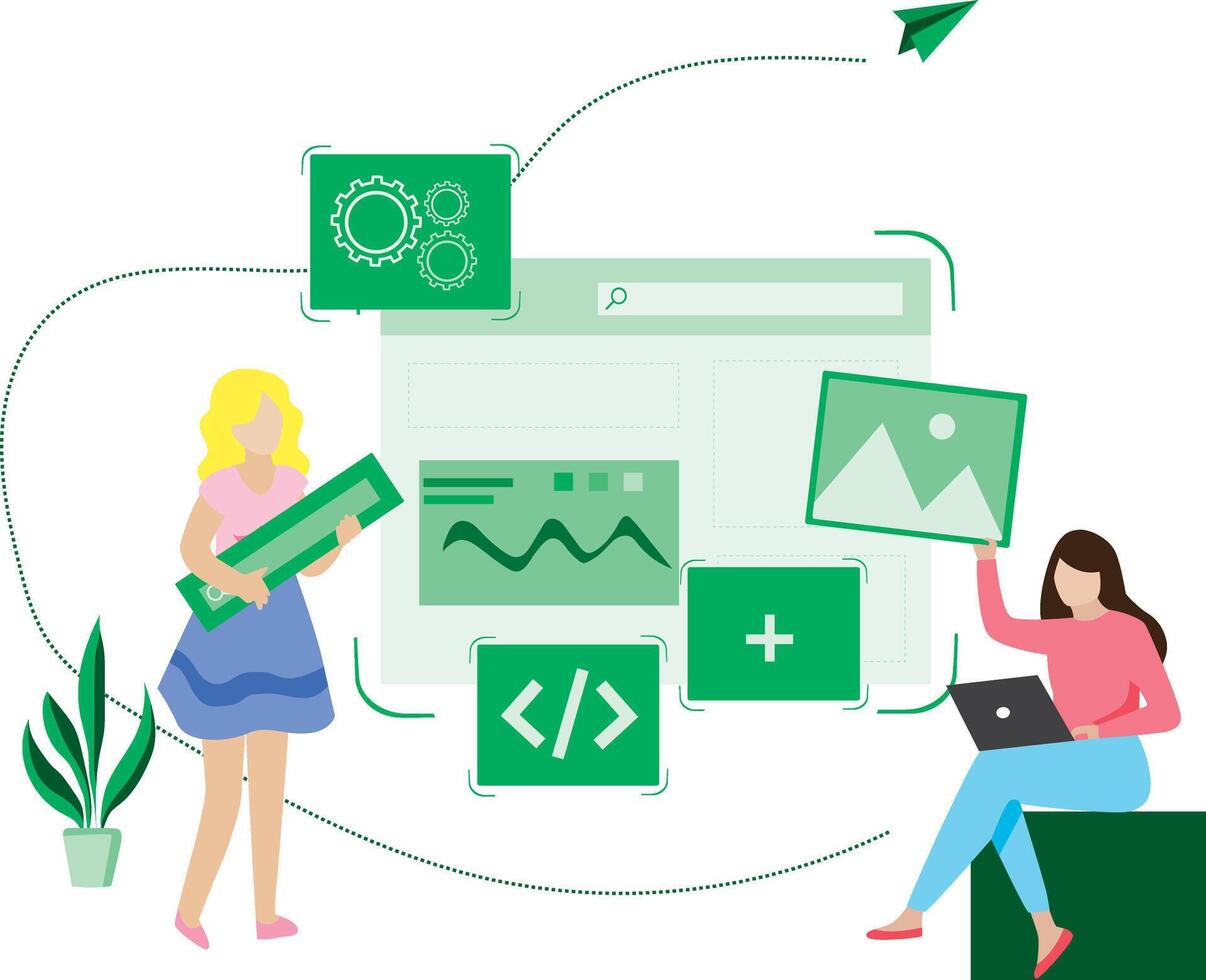 Web Designer SEO Optimization, Website Illustration Flat Design vector