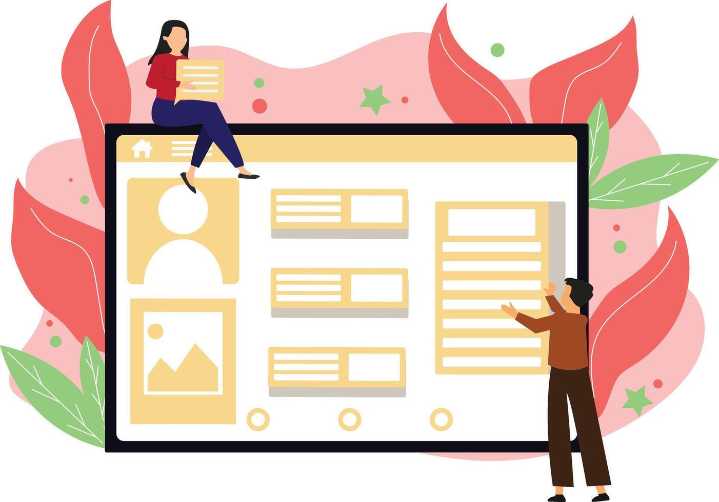 Website Development Building Homepage Layout Flat Website Illustration vector