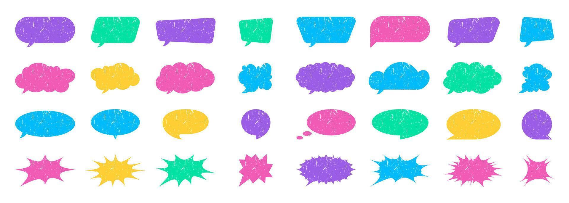 Chat Colorful Icons Collection. Speech Bubble Symbols Represent Messages, Comments, and Conversations. vector
