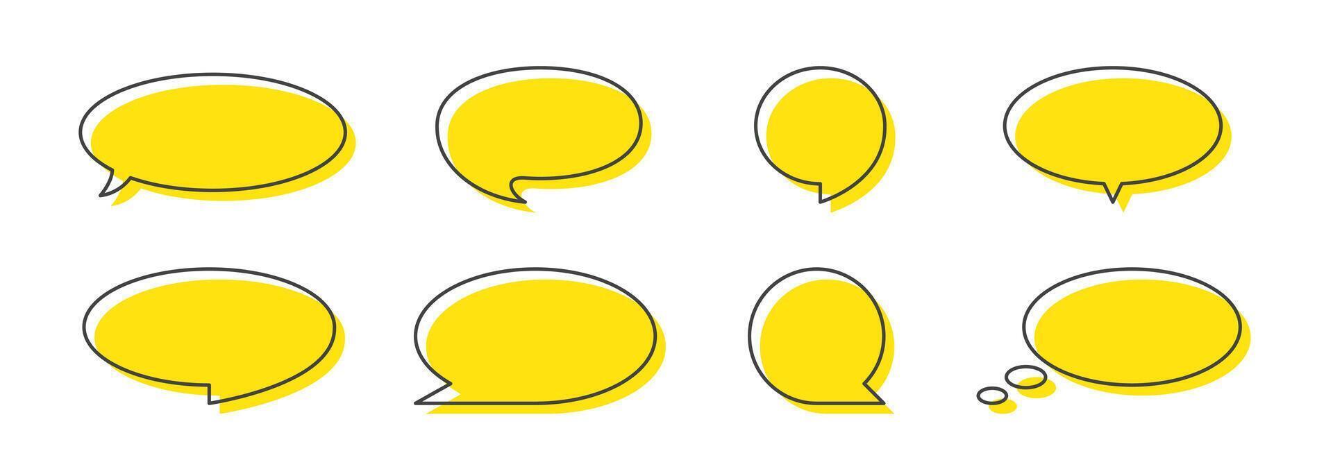 Chat Yellow Icons Collection. Speech Bubble Symbols Represent Messages, Comments vector