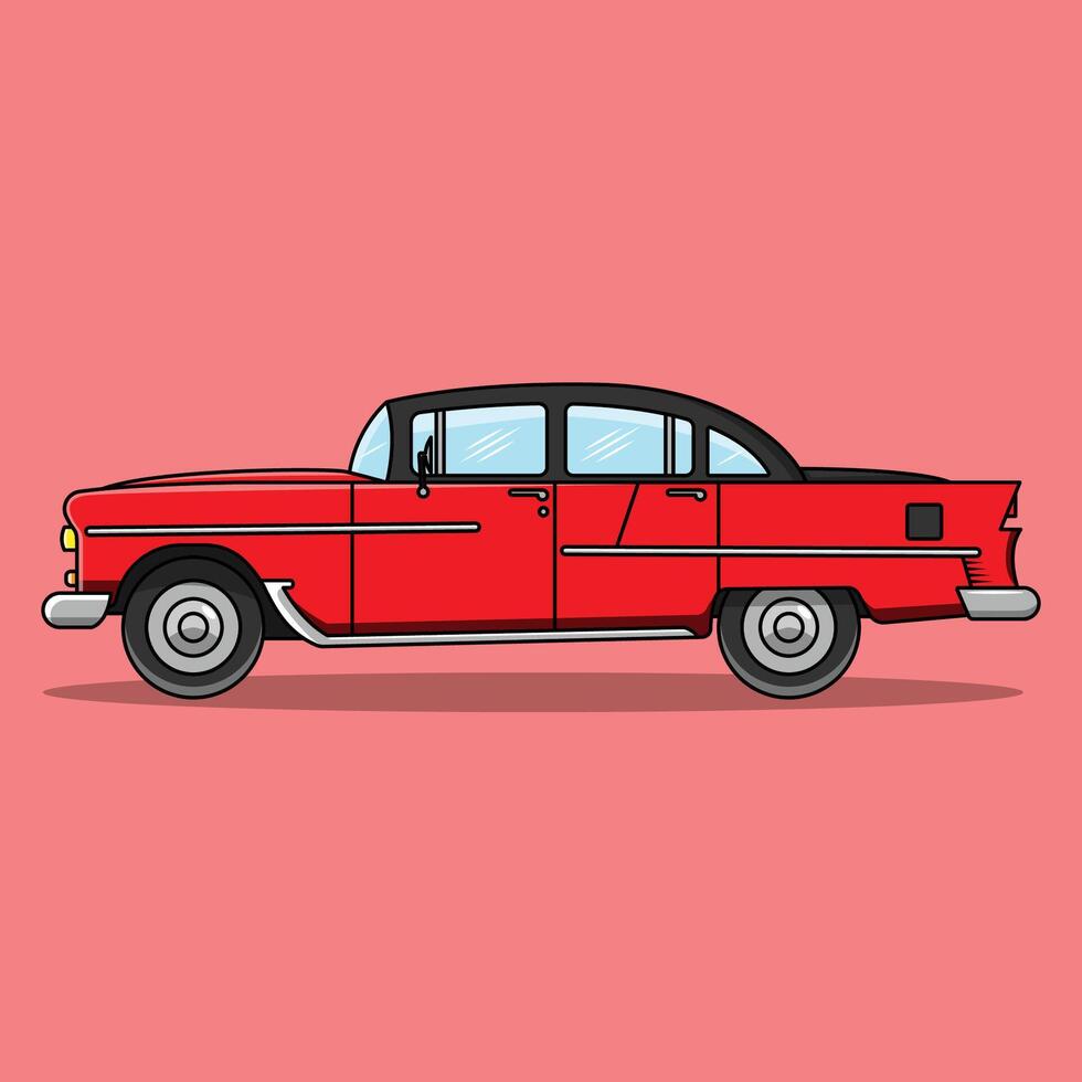 The Illustration of The Red Vintage Car vector