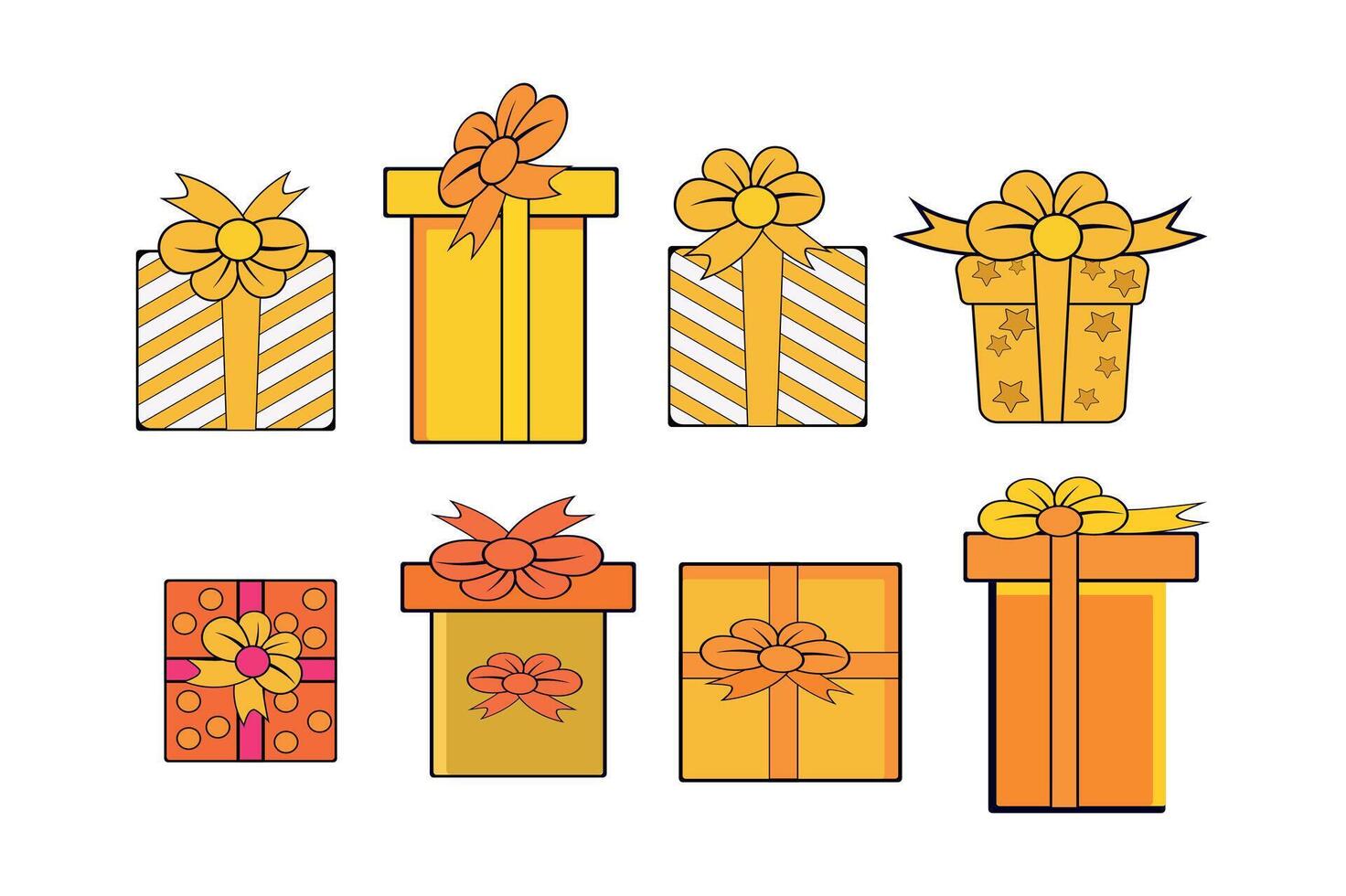 Set of Festive Gift Boxes Wrapped in Decorative Packaging, festive gift boxes, decorative gift boxes, colorful gift boxes vector