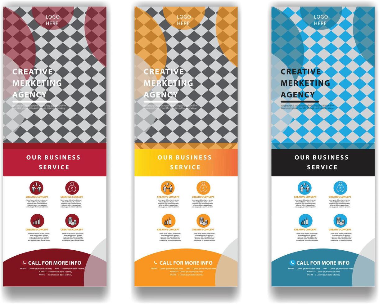 Roll up banner design template, vertical, abstract background, pull up design, modern x-banner, vector