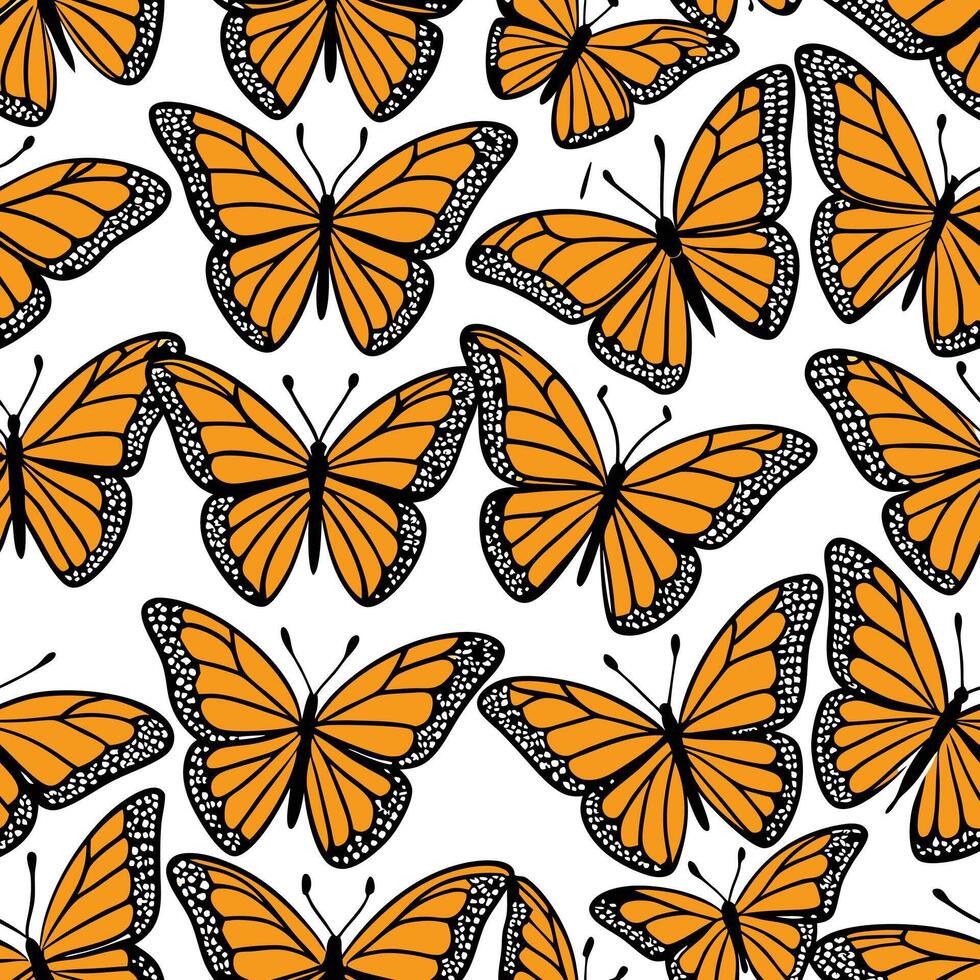monarch butterfly seamless pattern. vector