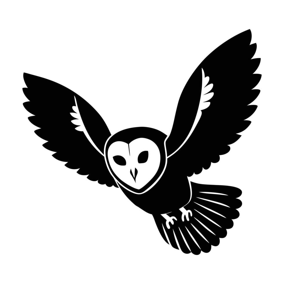 an owl flying in the air with its eyes open vector