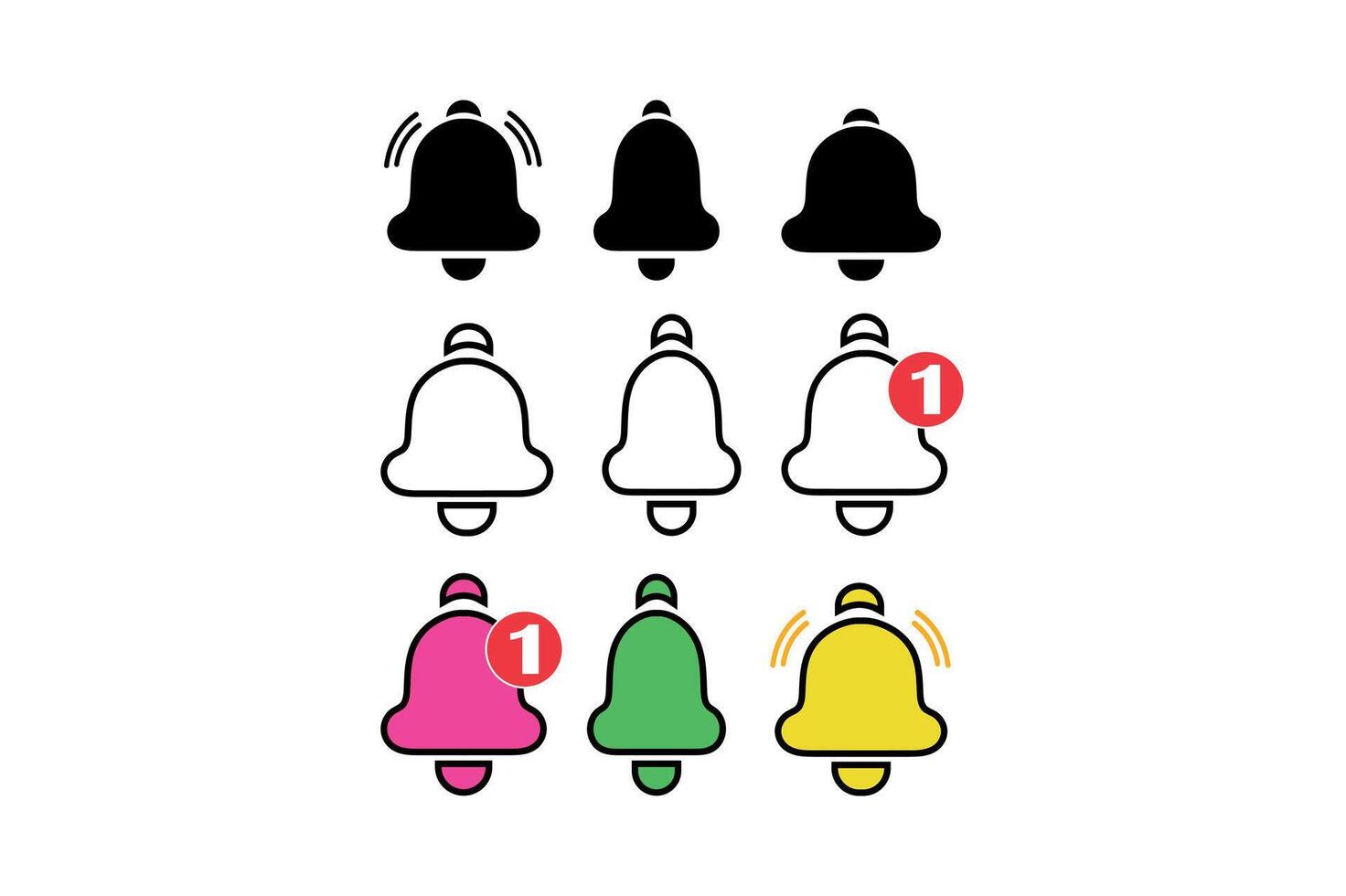 Minimalist Notification Bell Icons Set, notification bell icons, notification bell , notification alert icons vector