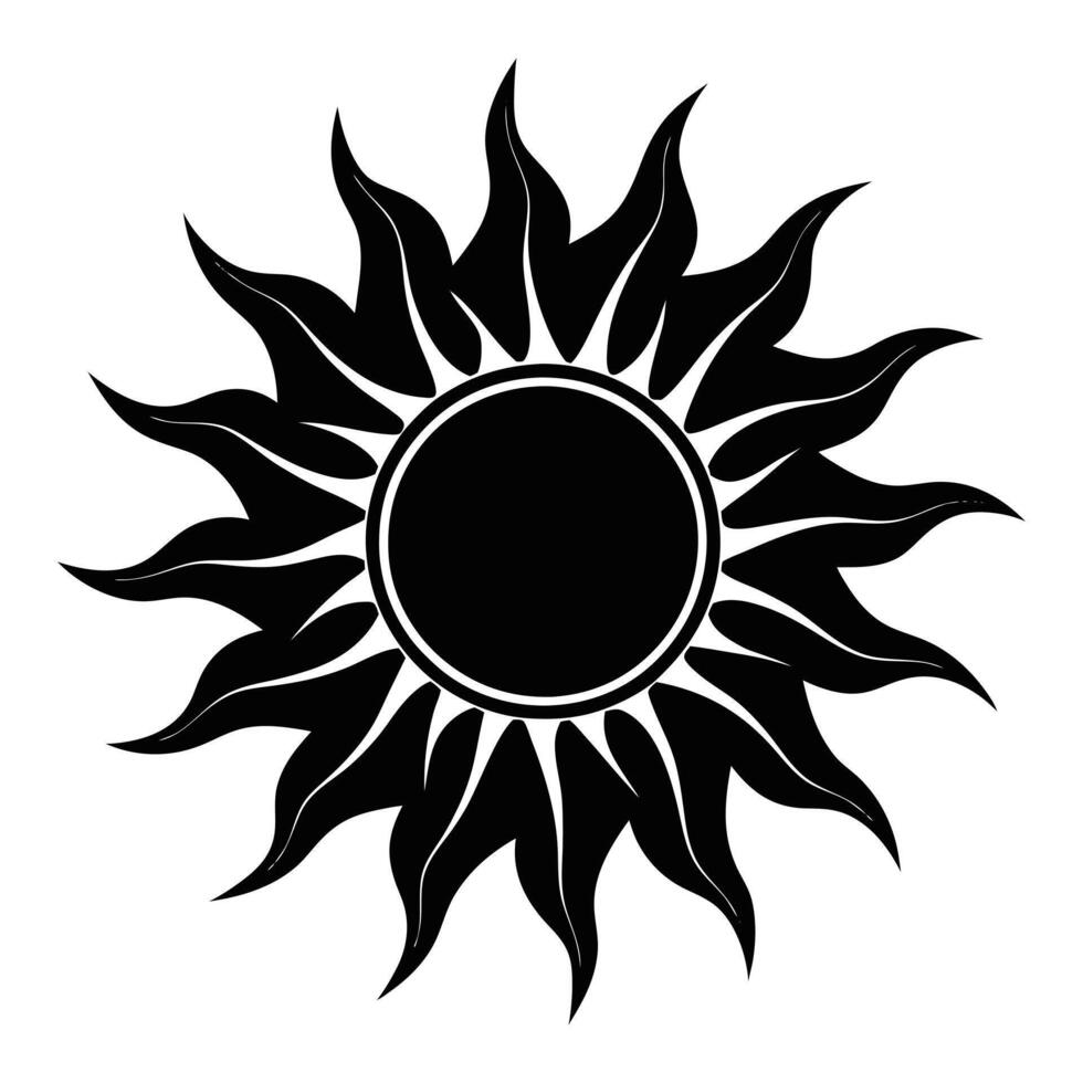 a black and white sun symbol on a white background vector