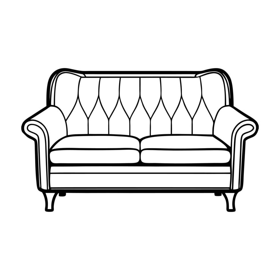 a black and white drawing of a couch vector
