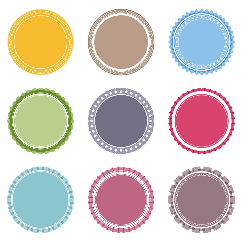 Set of blank round labels on white background vector