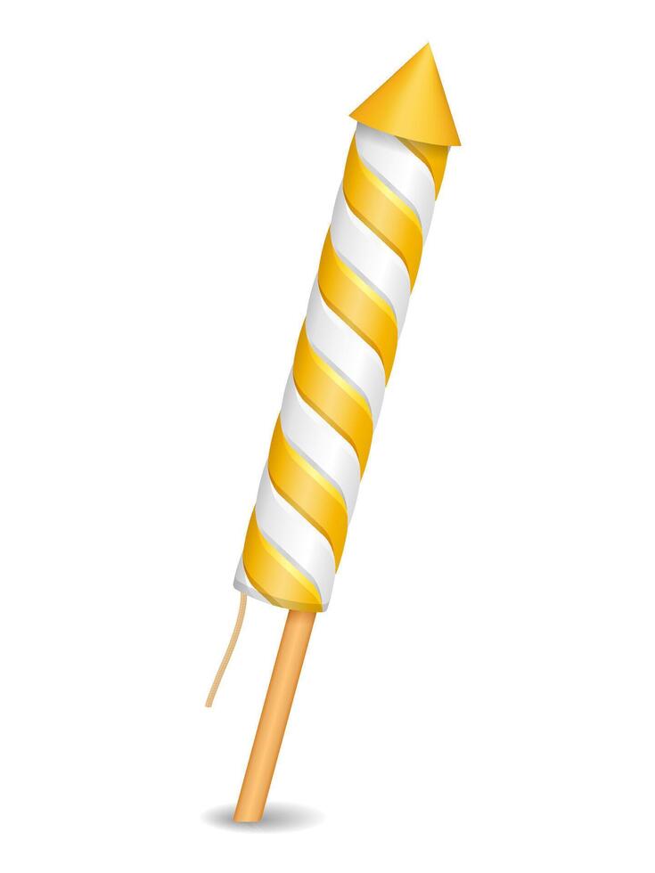 Yellow firework rocket on white background vector