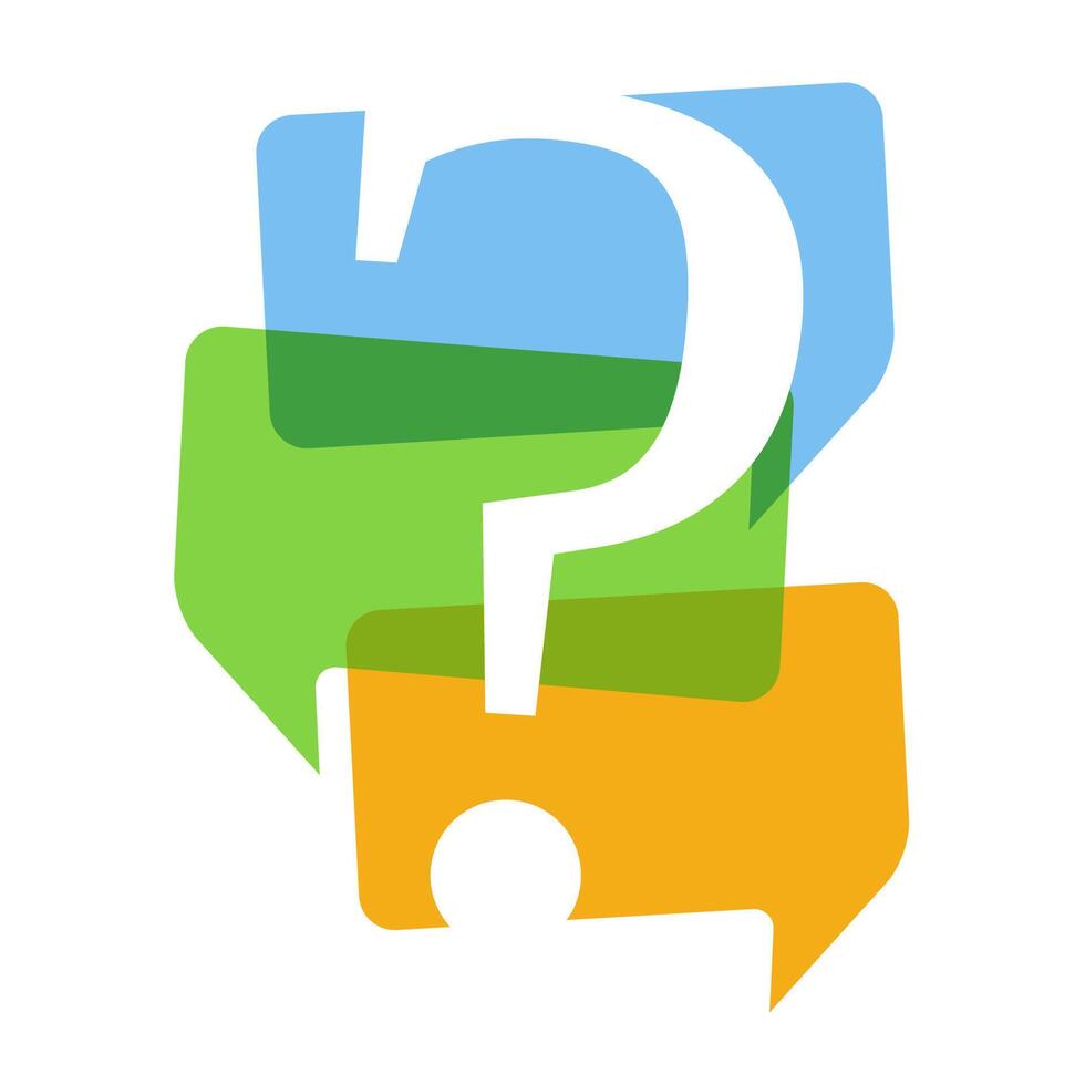 Speech bubbles with question mark, faq vector