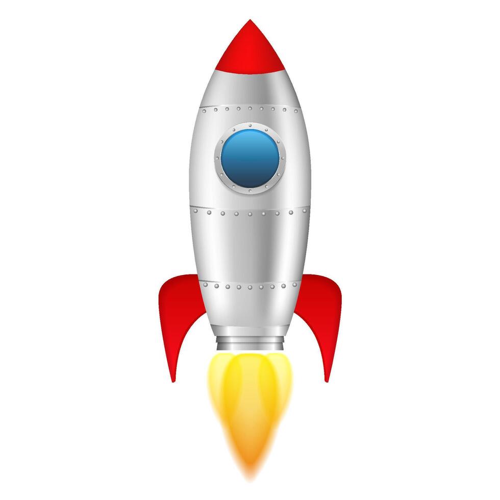 Rocket with flame vector