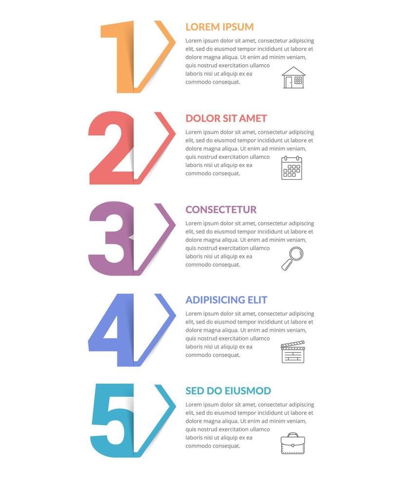 Five numbers with arrows and place for your text, five steps - infographic template vector