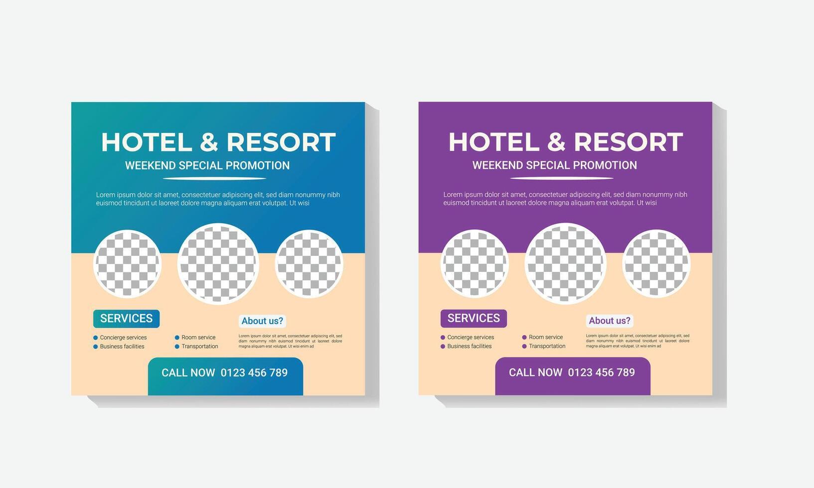 hotel and resort social media post vector