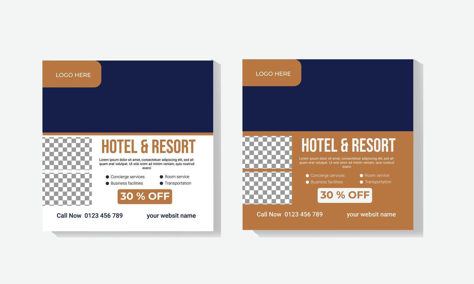 hotel and resort social media post template vector
