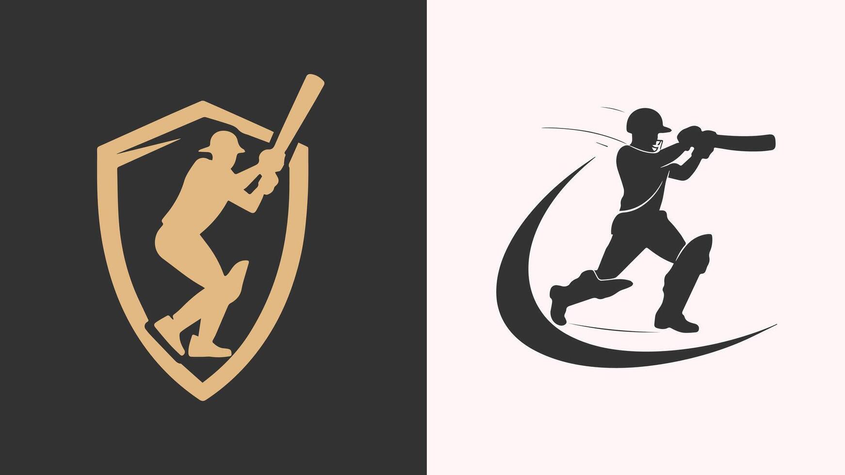 Cricket Logo with Batsman Silhouette and Stylish Typography. vector
