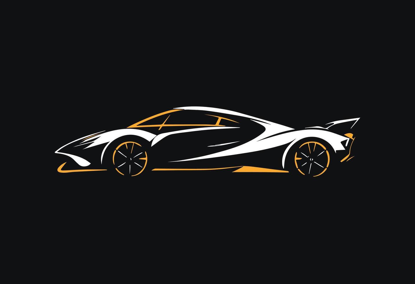 Sleek Sports Car Silhouette - Modern Supercar Illustration vector