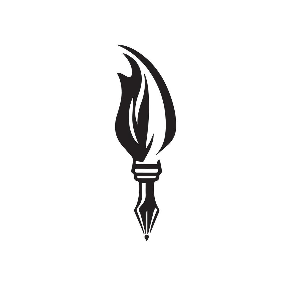 Creative Pen Nib with Flame - Writing and Inspiration Logo Design vector