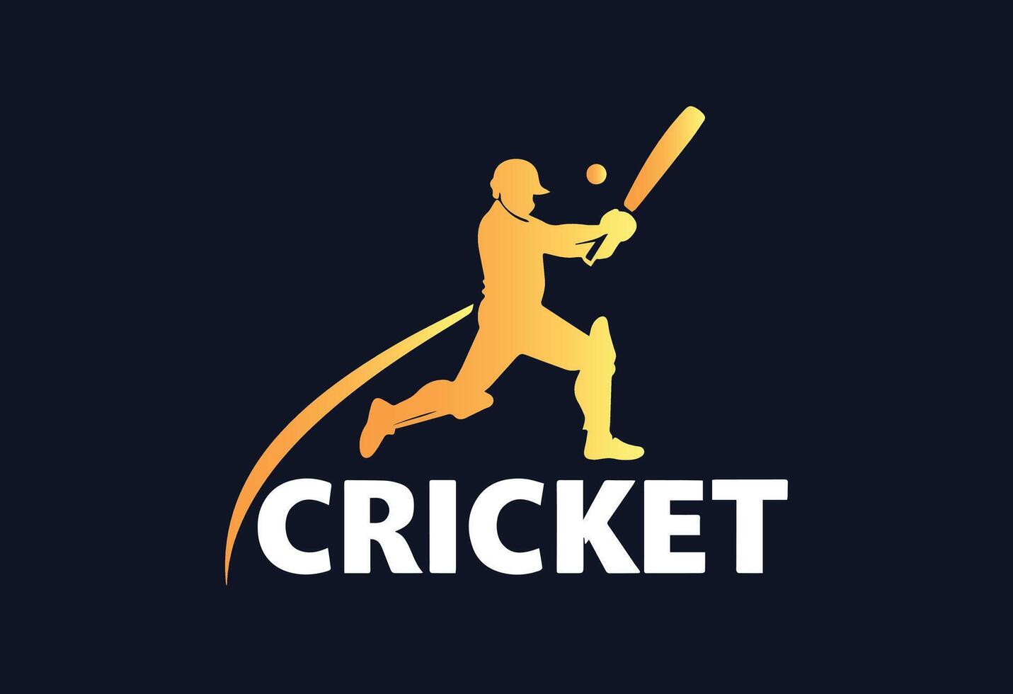 Cricket Logo with Batsman Silhouette and Stylish Typography vector