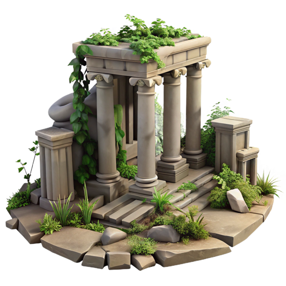 extraordinary abstract Overgrown Ancient Ruins 3D Render original png
