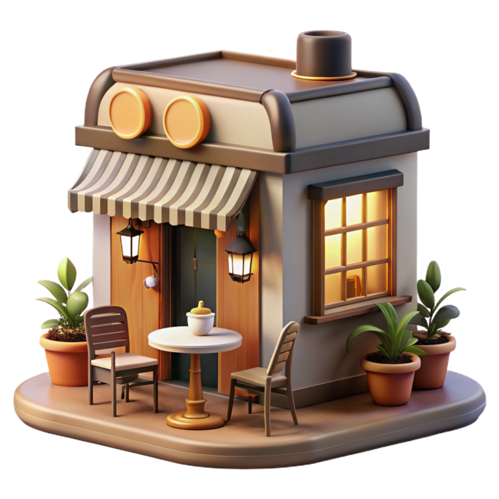 dramatic traditional stunning rustic elegant minimalist Cozy 3D Render of a Small Shop authentic professional high quality png