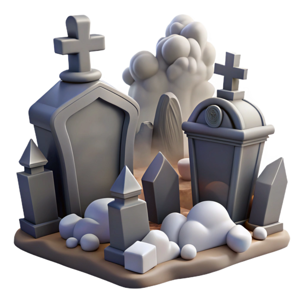 wonderful rustic serene contemporary dramatic traditional Spooky 3D Graveyard Illustration detailed high quality original png