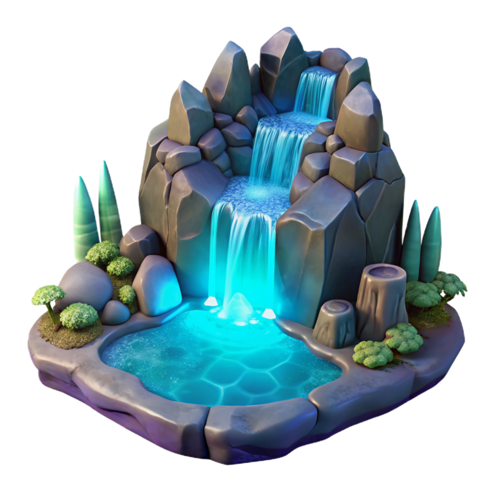 wonderful abstract beautiful traditional elegant artistic Enchanted Waterfall 3D Render high resolution authentic detailed png